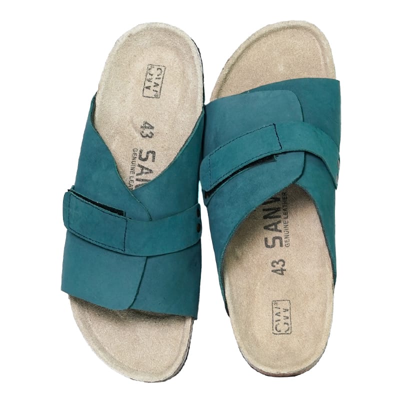 Teal Leather Slide - Image 5