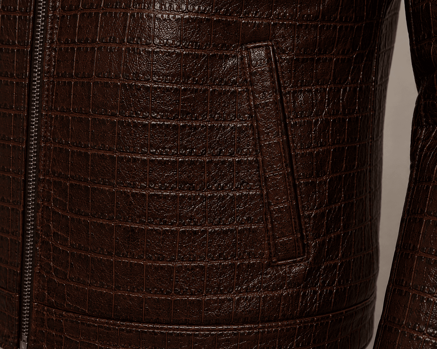 Havana Croc Leather Jacket - Image 5