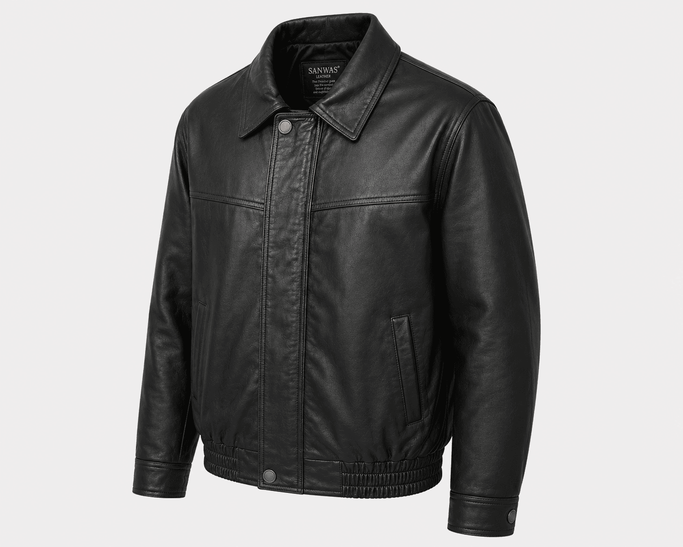 Elastic Waist Lamb Leather Jacket - Image 2