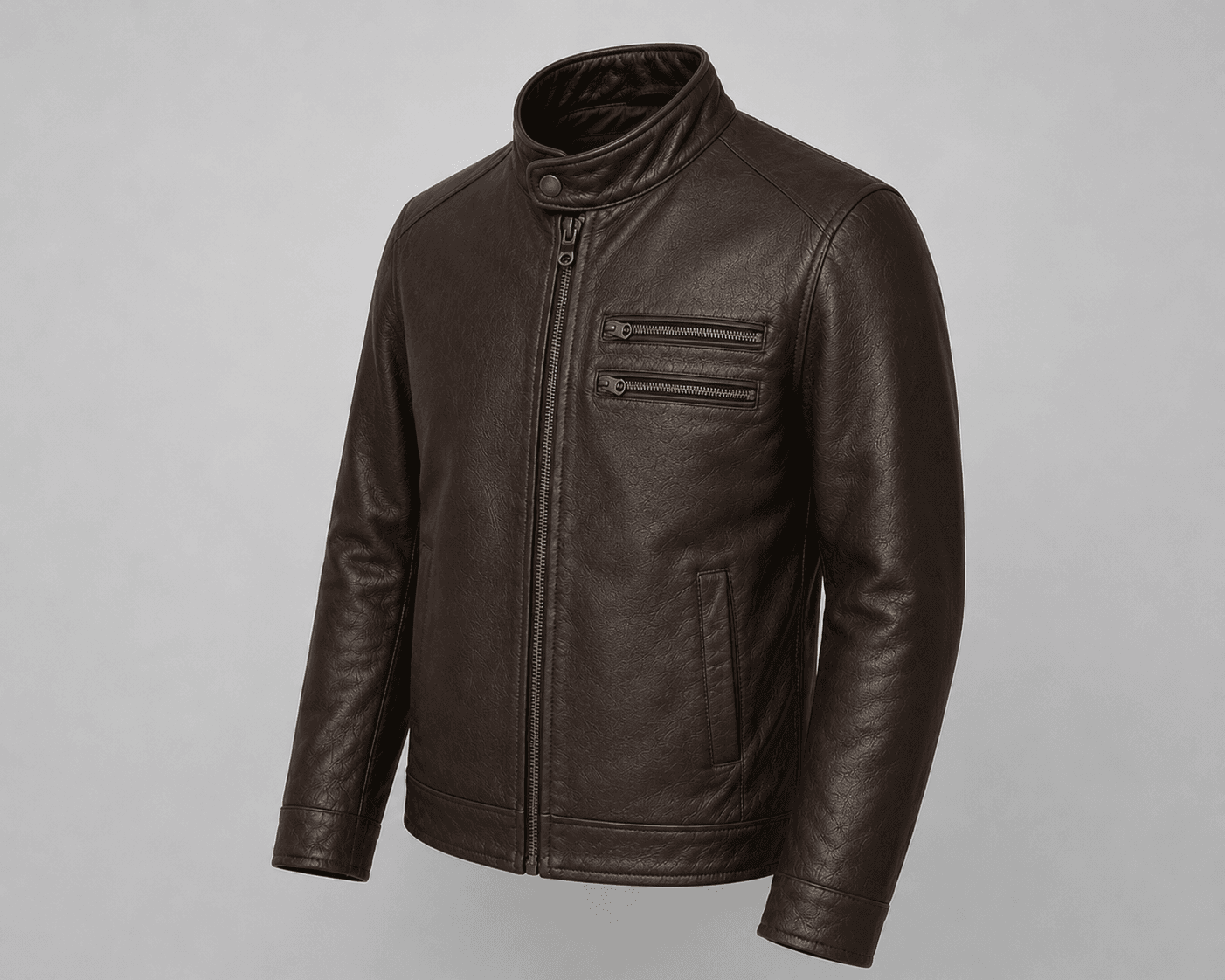 Double Zipper Lamb Leather Jacket - Image 2