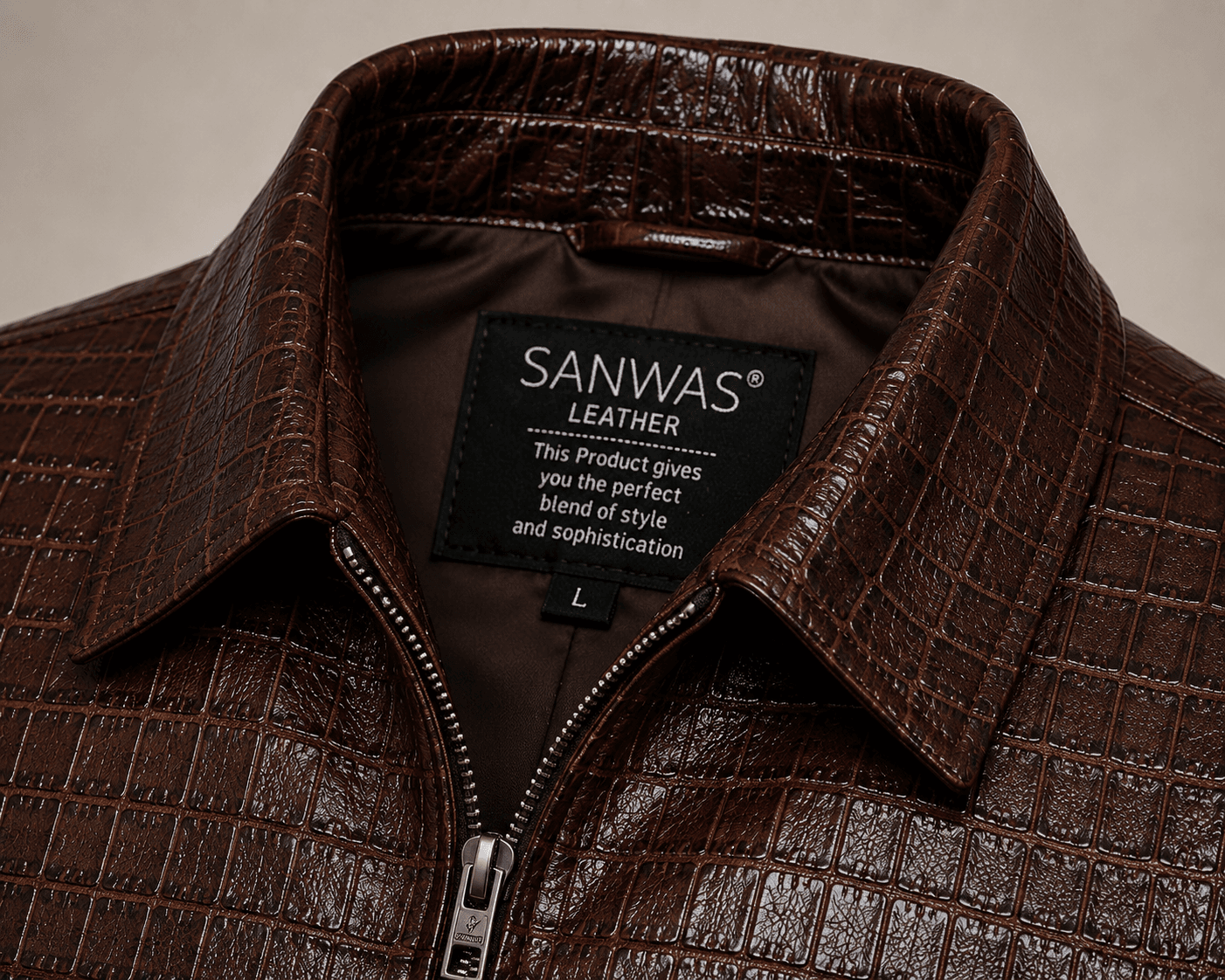 Havana Croc Leather Jacket - Image 4
