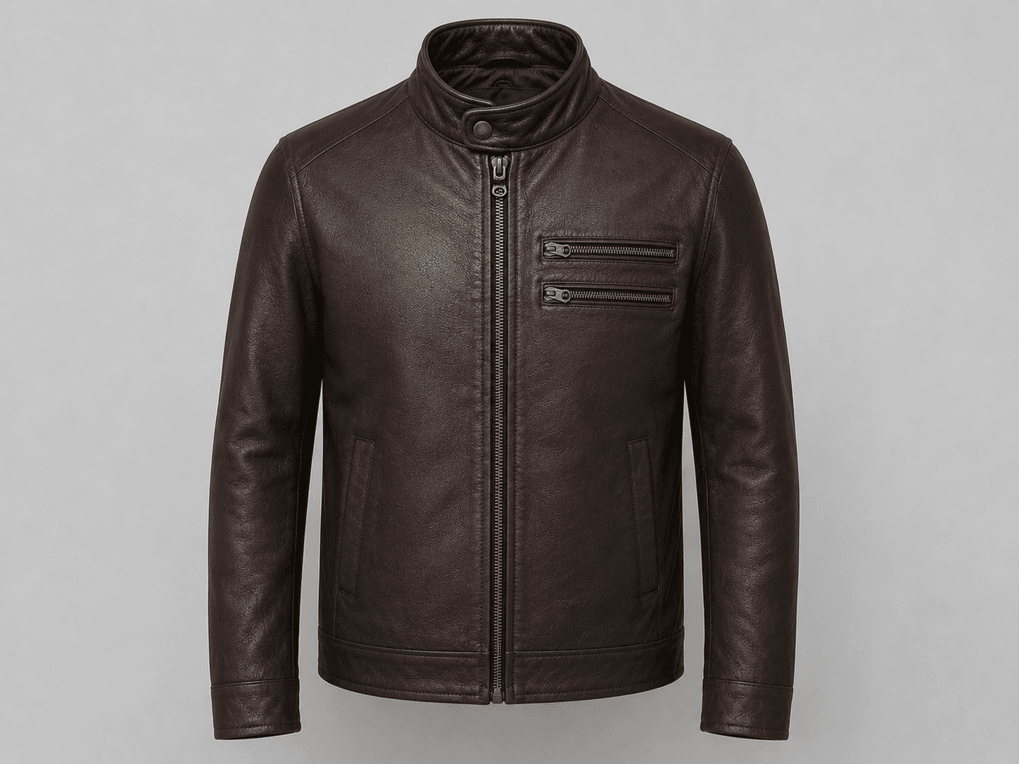 Double Zipper Lamb Leather Jacket