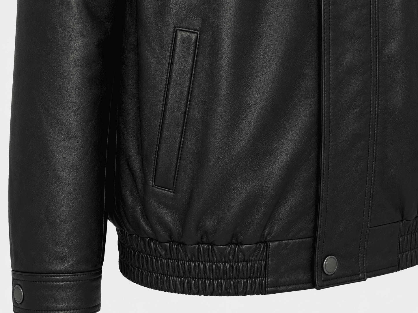 Elastic Waist Lamb Leather Jacket - Image 5