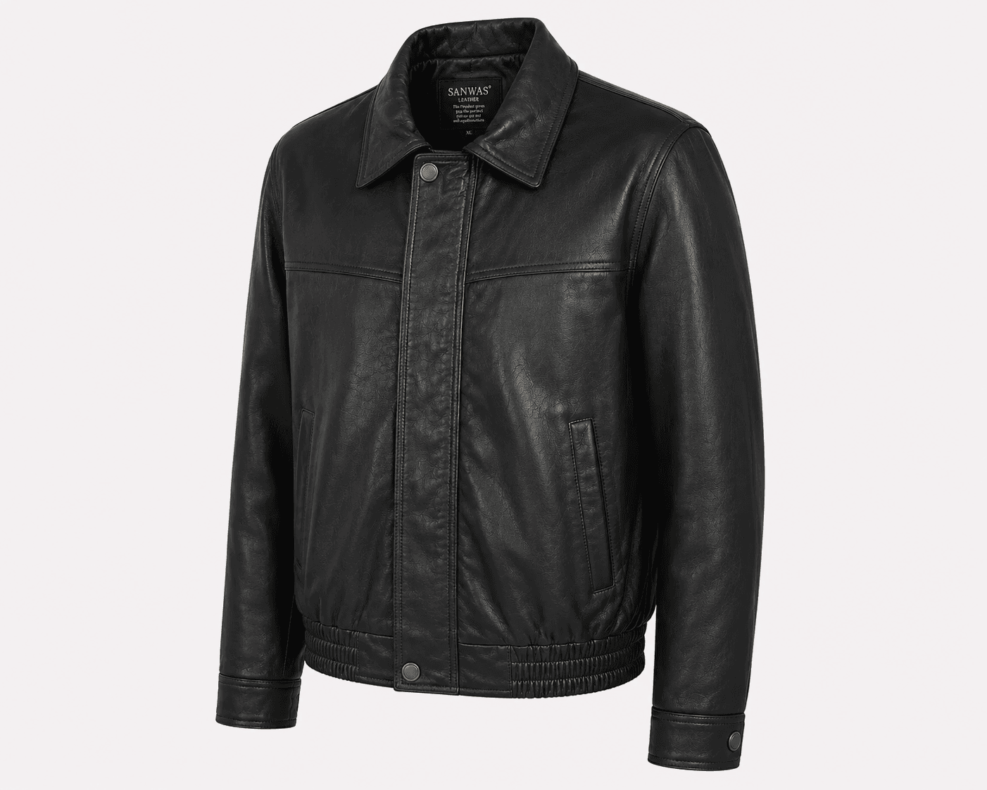 Elastic Waist Lamb Leather Jacket - Image 2