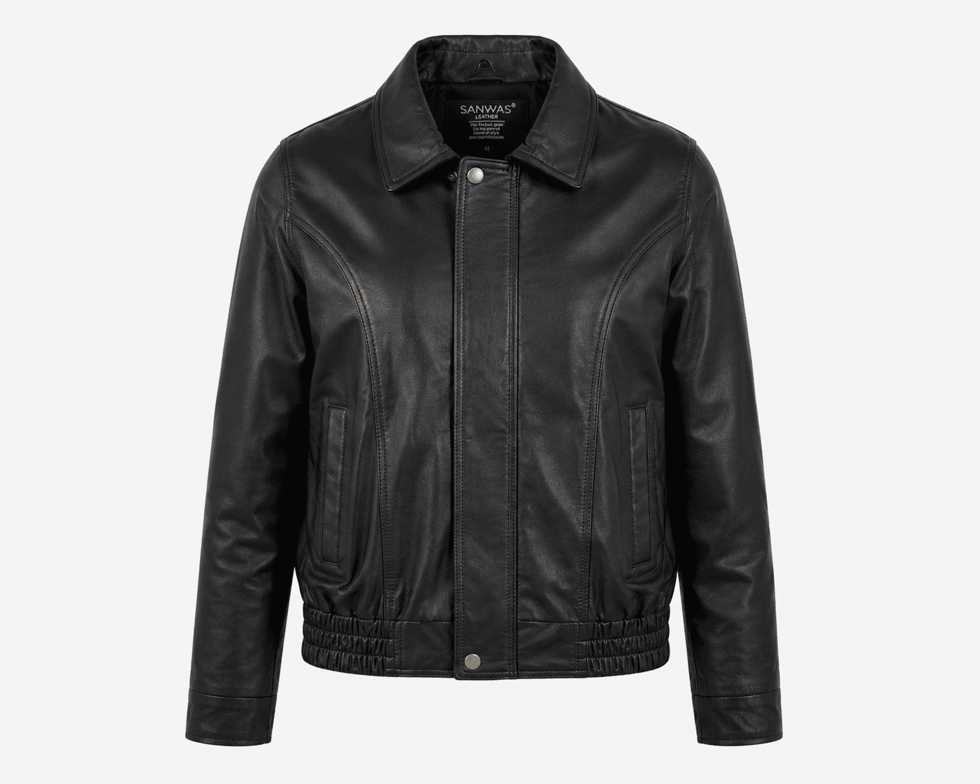 Elastic Waist Lamb Leather Jacket
