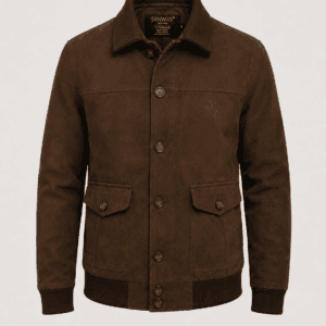 Suede leather bomber jacket