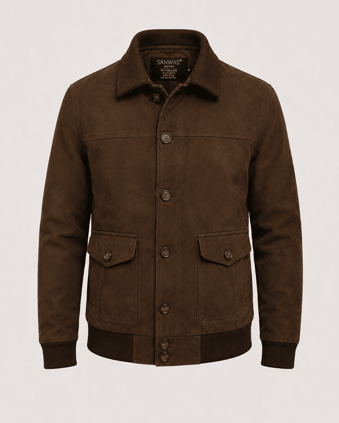 Suede leather bomber jacket