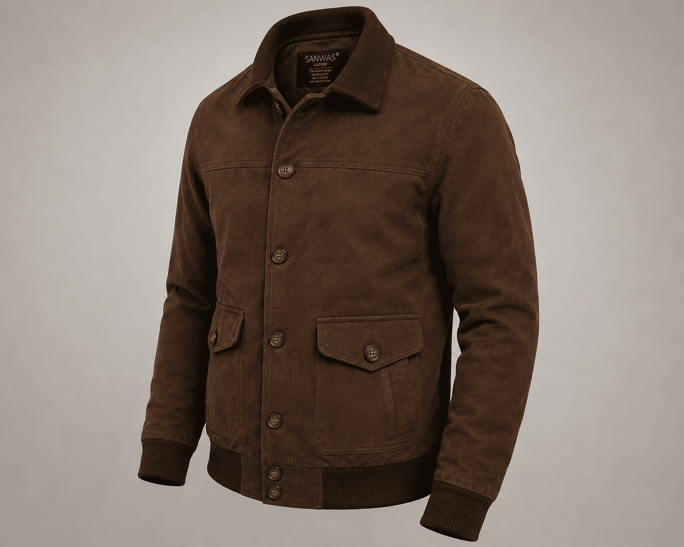 Suede leather bomber jacket - Image 2