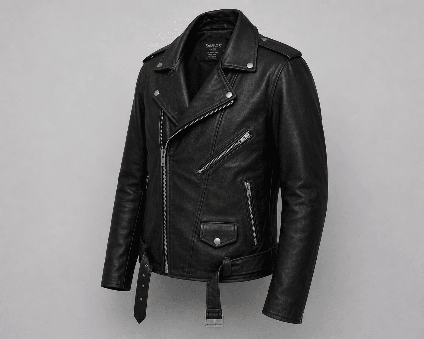 MotorBike Lamb Leather Jacket - Image 2