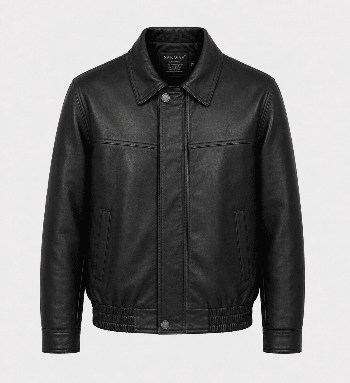 Elastic Waist Lamb Leather Jacket