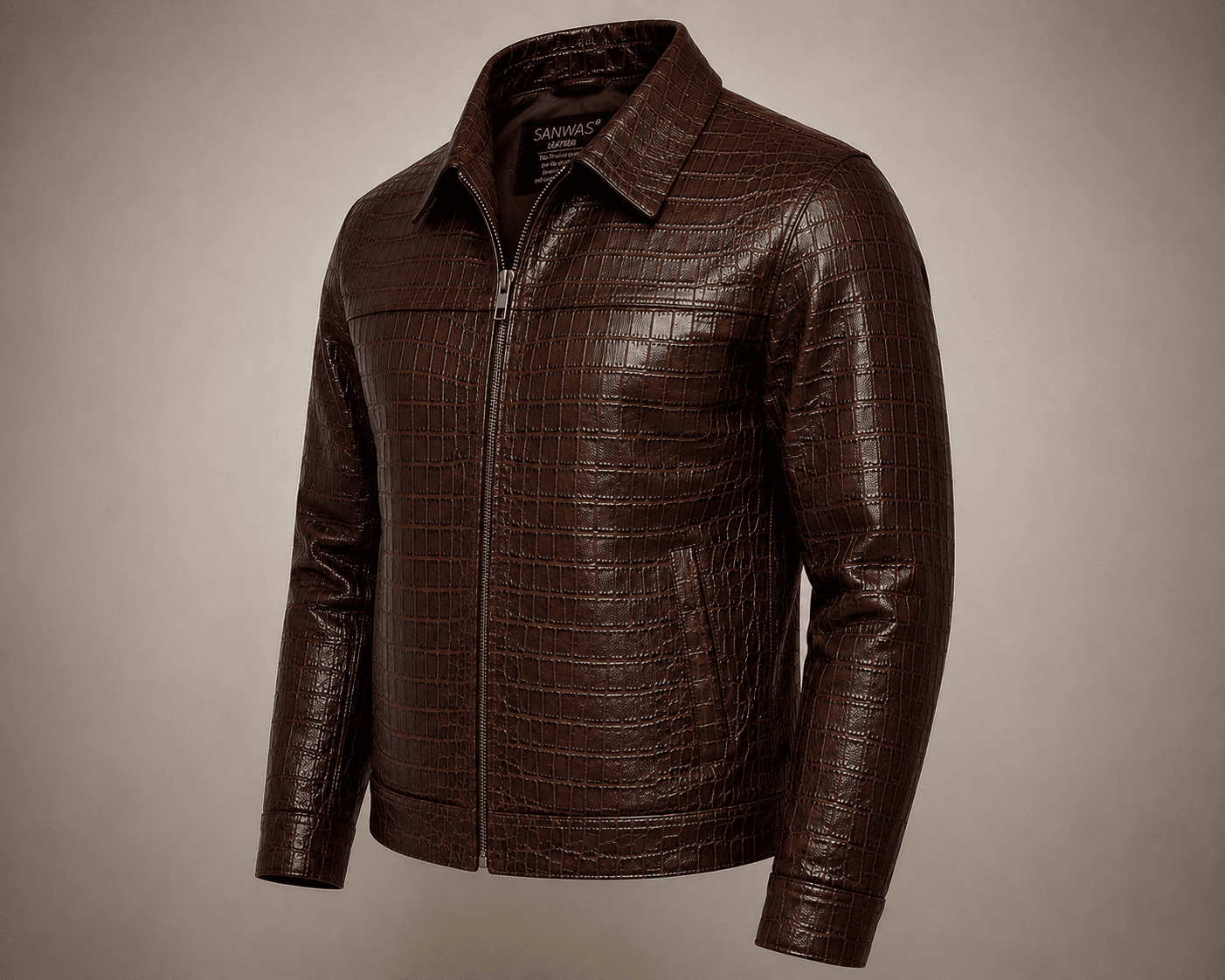 Havana Croc Leather Jacket - Image 2